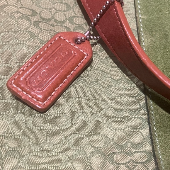 Vintage Coach Signature Jacquard Green Canvas Travel Cosmetics Bag - Picture 12 of 14